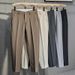 Slim Fit Men's Dress Pants Straight Leg Wrinkle-Free Business Casual Trousers High-Quality Drop Black Ankle-Length Dress Pants_viptrois.com