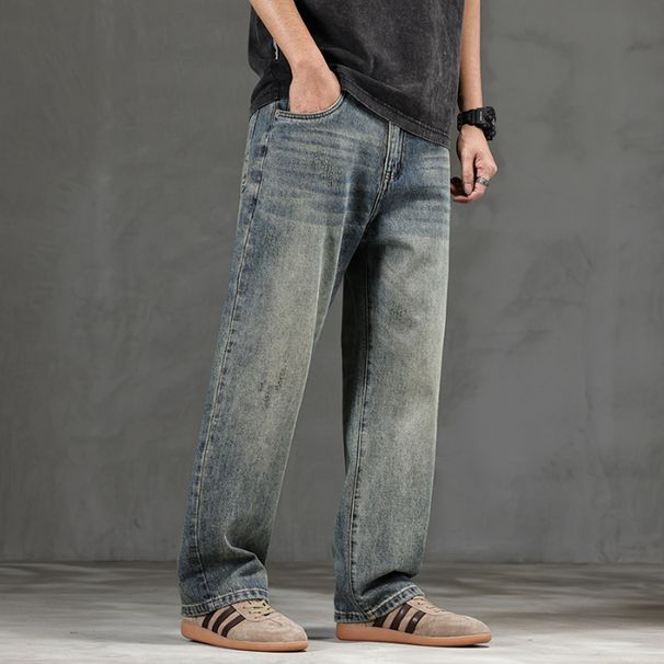 New Spring Jeans Men's Harlan Loose Trendy Brand American Retro Washed Double Craft Medium Waist Large Size Youth_viptrois.com