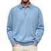 Men's Slim Fit V-Neck Long Sleeve Polo Shirt – Stretch Cotton Blend, Breathable & Comfortable, Versatile Casual & Business Casual Top_viptrois.com