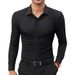 Men's Clothing Four Sided Stretch Shirt Business Casual Long Sleeved Hot Selling Solid Color Shirt_viptrois.com