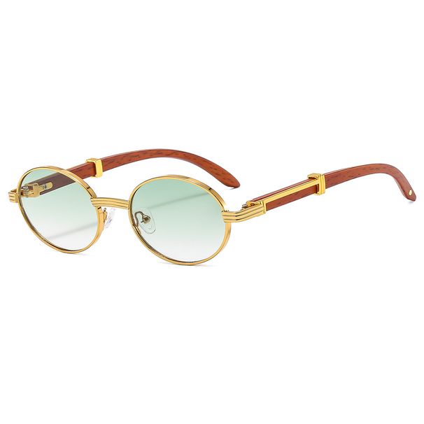 Retro Woodgrain Sunglasses - Oval UV400 Protection | Vintage Unisex Design & Lightweight Acetate Frame_viptrois.com