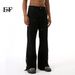 Men's Clothing High Street Raw Edge Side Zipper Design Slightly Flared Wide Leg Jeans_viptrois.com