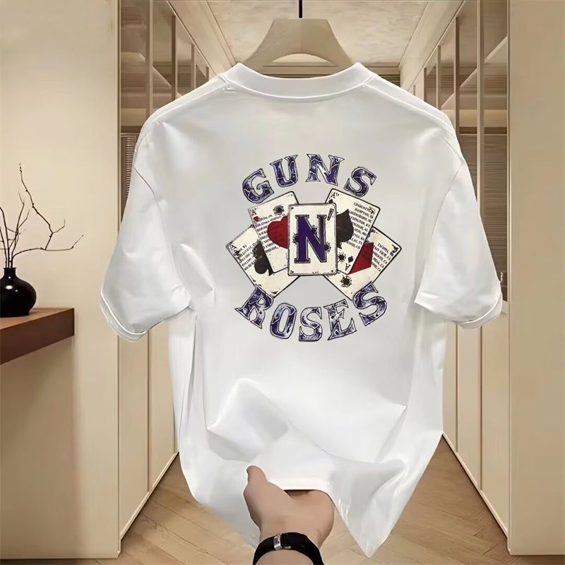 Short-sleeved Pure Cotton Bottoming T-shirt Loose Retro Crew Neck Summer Trendy Brand American Men's And Women's Casual_viptrois.com