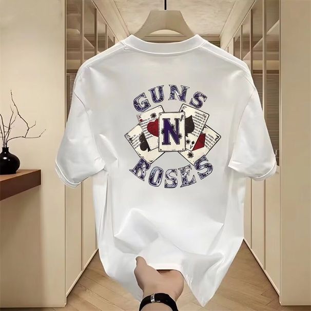 Short-sleeved Pure Cotton Bottoming T-shirt Loose Retro Crew Neck Summer Trendy Brand American Men's And Women's Casual_viptrois.com