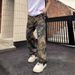 Premium Products High Street Washed Vibe Style Loose Splicing Camouflage Camouflage Leaf Print Lumberjack Outfit Looks Jeans Men_viptrois.com