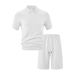 European And American Cross-border Summer Jacquard Multi-color Casual Suit T-shirt Shorts Men's Solid Color Fashion Casual Sports Men's Suit_viptrois.com