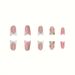 European And American Push On Wearable Nails, Sweet And Cool Flowers, Glittering Diamonds, Duckbill Shaped Short False Nails_viptrois.com