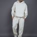 Autumn And Winter 400g Cashmere Thickened Suit Men's And Women's Loose Solid Color Hoodie Pants Two-piece Set_viptrois.com