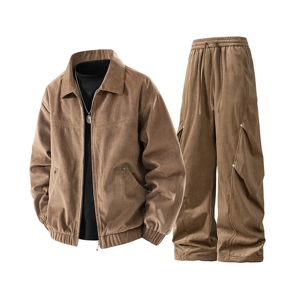 Men's Clothing Suede Jacket For Men In Spring And Autumn, American Retro Trendy Brand, Loose And Versatile Lapel Casual Jacket Top_viptrois.com