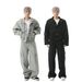 Men's Clothing Street Jacket Fashionable Wide Leg Scimitar Pants Workwear Denim Suit_viptrois.com
