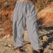 Men's Clothing Cotton And Linen Loose Casual Solid Color Drawstring Outdoor Daily Straight Trousers_viptrois.com