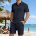 Men's Clothing Men's Casual Shirt Style Summer Stretch Jacquard Textured Simple Design Short Sleeved Suit For Commuting_viptrois.com