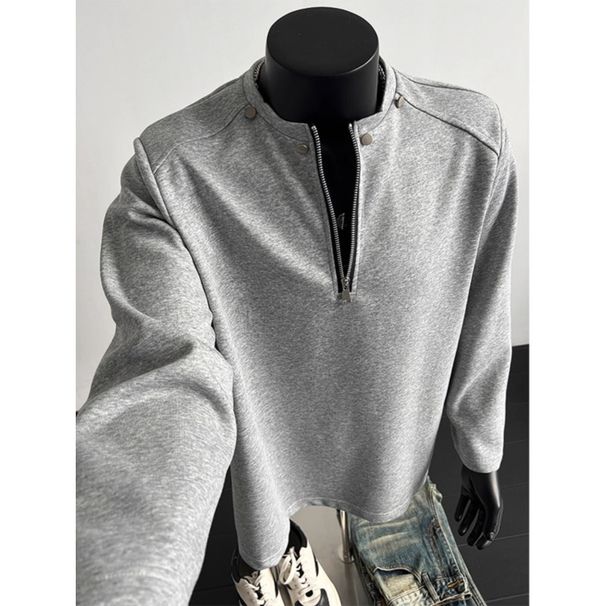 Double pressure thread with shoulder pads and willow Ding zipper sweatshirt for men in spring design, long sleeved T-shirt, inner layer_viptrois.com