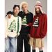 Men's Vintage Knit Sweater – Oversized Christmas Tree Embroidery Pullover, Streetwear Loose Fit Crewneck Top For Teens & Young Adults_viptrois.com