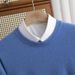 Pure 2024 Autumn Winter New Wool Men Round Neck Basic Sweater Business Casual Loose Cashmere Knitwear Dropshipping_viptrois.com