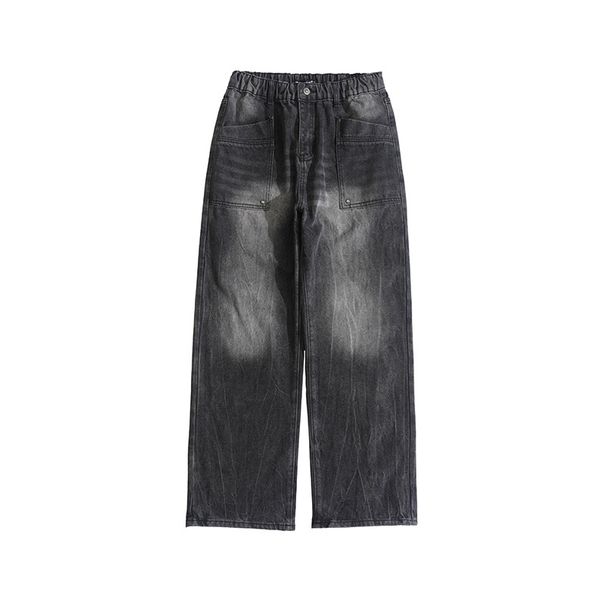 Men's Clothing Retro High Street Jeans For Men And Women Washed And Distressed Loose Wide Leg Straight Leg High Street Pants_viptrois.com