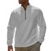 Men's Fleece-Lined Solid Color Stand Collar Pullover Sweatshirt - Warm Long Sleeve Casual Top For Autumn & Winter_viptrois.com
