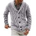 Men's Diamond Knit Cardigan Slim Fit Sweater - Long Sleeve Turn-Down Collar Pullover For Autumn/Winter - Acrylic Blend Warm Casual & Business Casual_viptrois.com