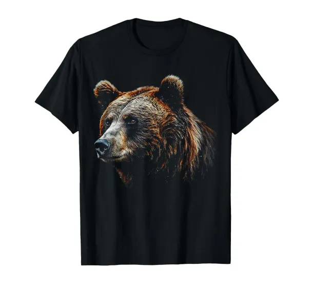 Bear Lover Artwork Animal Motif Bear T-Shirt Mens Womens Tees Top_viptrois.com
