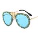 European And American Personality Bee Net Red Sunglasses Inlaid With Diamonds Retro Metal Fashion Large Frame Sunglasses Female Ins Trend Cross Border_viptrois.com
