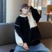 Pure Color Block Sweater For Men, Autumn And Winter, Trendy Loose Casual Lazy Style, Unique Design Pullover Knitwear_viptrois.com