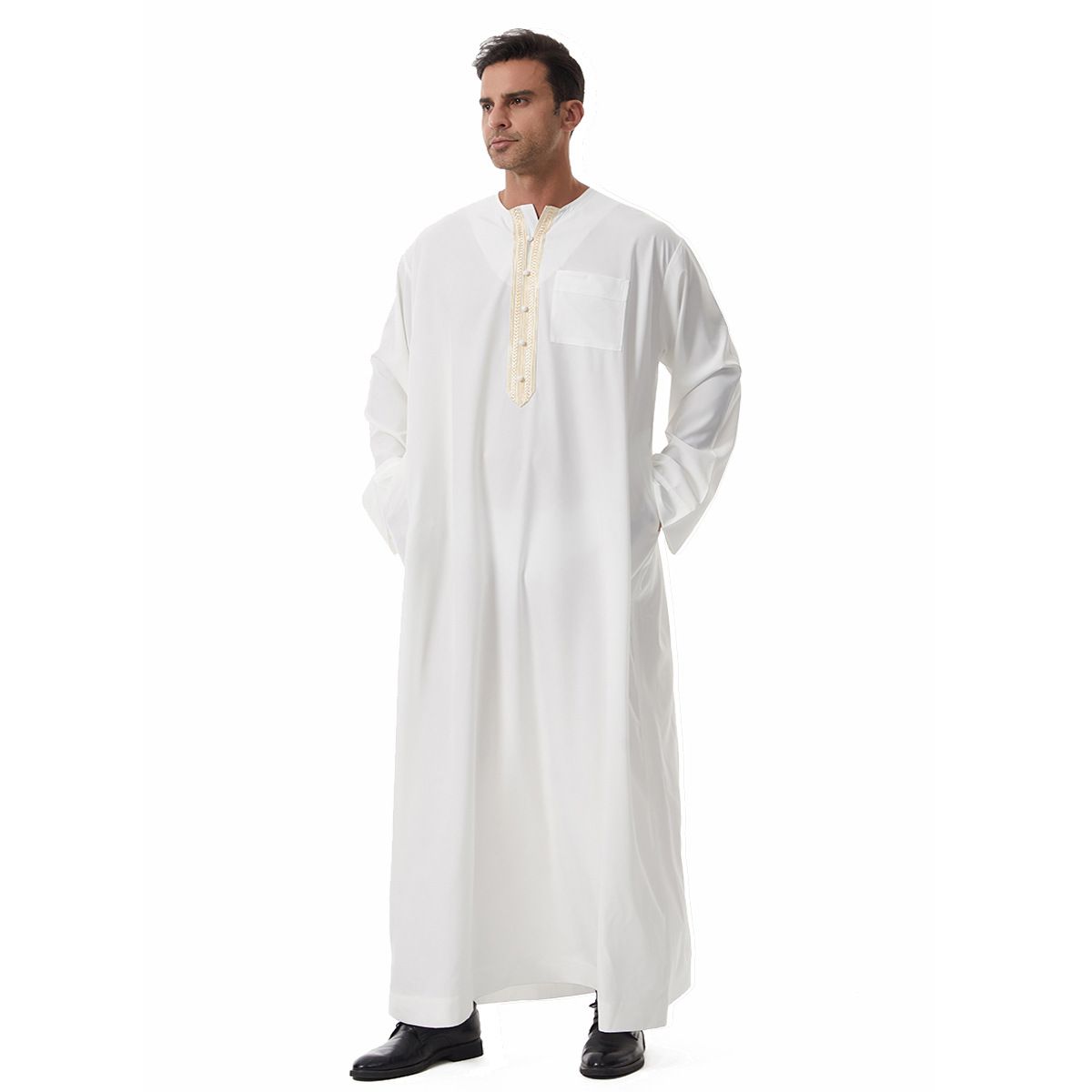 Men's Clothing Robe Long Sleeved Lace Long Gown Nationality Clothing_viptrois.com