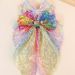 European And American New Sequins Double Layer Mesh Oversized Bow Spring Clip Long Floating Headdress Hairpin Fashionable Daily Girls_viptrois.com