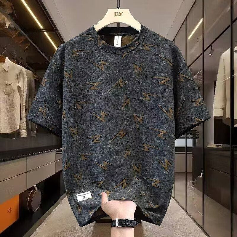 Men's Trendy Summer T-Shirt Style Casual Versatile Burnout Ripped Crew Neck Short Sleeve New Arrival_viptrois.com