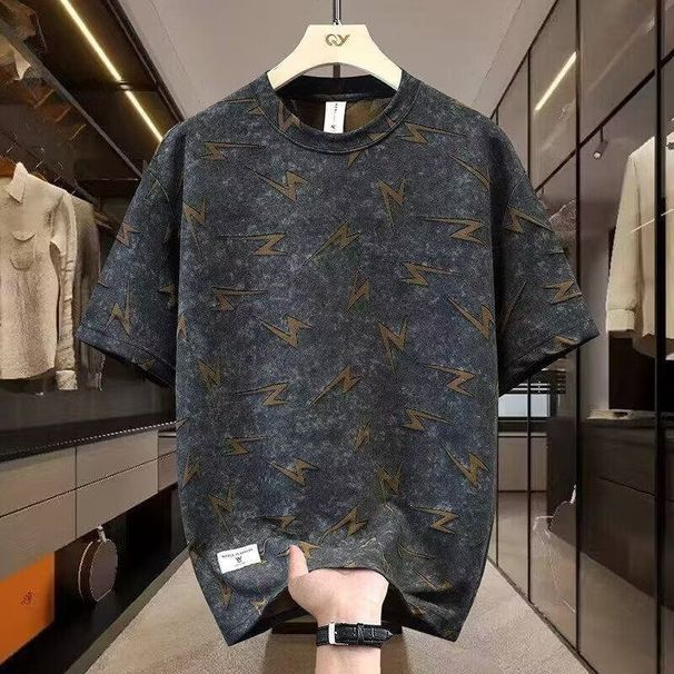 Men's Trendy Summer T-Shirt Style Casual Versatile Burnout Ripped Crew Neck Short Sleeve New Arrival_viptrois.com