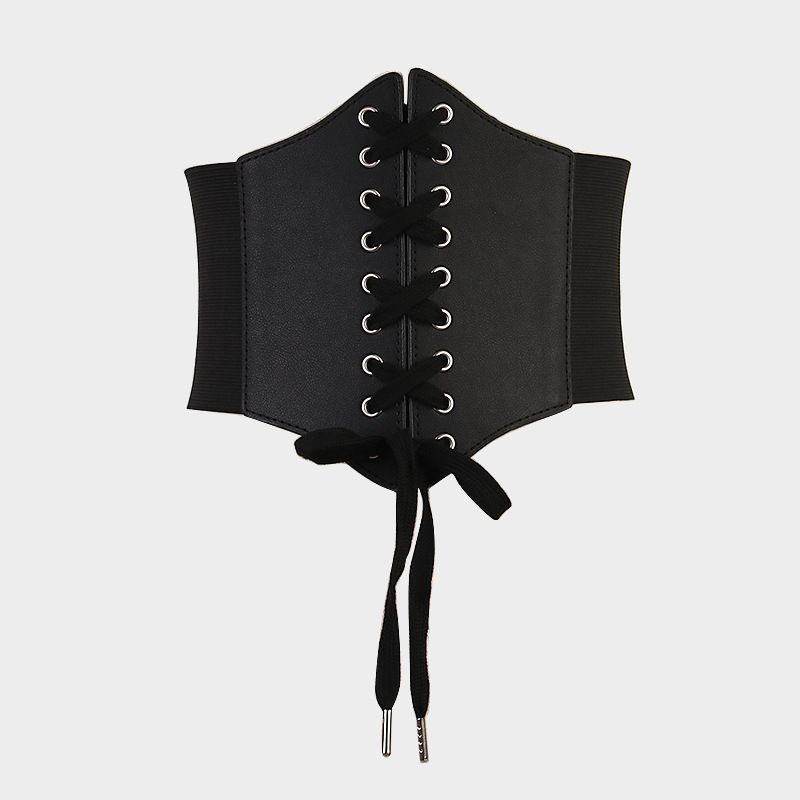 Summer retro fashion tight-fitting wide girdle women's elastic elastic belt with palace belt _viptrois.com