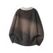 Splicing Long Sleeved Sweater, Loose Fitting Shirt Collar, Knitted Sweater, Simple To Wear_viptrois.com