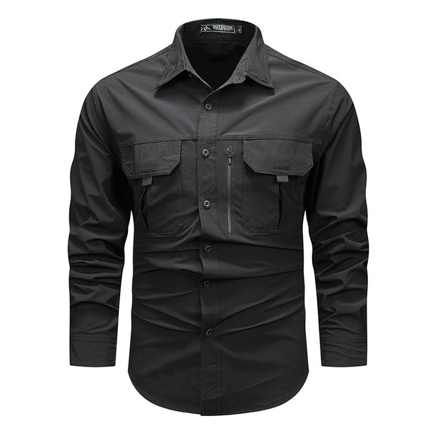 Vintage Work Shirt For Men, Long Sleeve Casual Loose Fit Spring Style, Trendy Retro Denim Shirt Jacket_viptrois.com