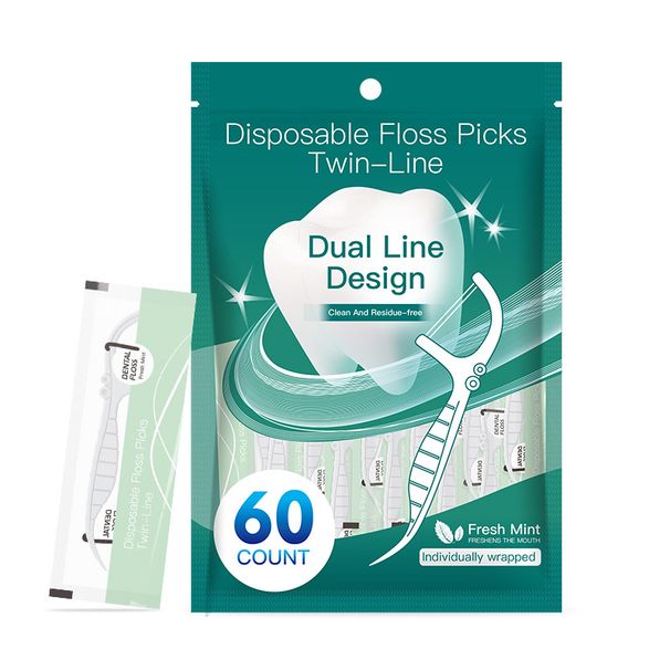 Dental Flosser Micro Line Dental Floss Picks Dental Floss Packaged Mint Dental Floss Stick Hotel Catering Portable Single Piece Dental Floss Bag_viptrois.com