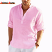 New Men's Solid Color Loose Spring T-shirt Long Sleeve Cotton Linen Shirt Plus Size Shirts Men_viptrois.com