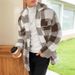Men's Clothing Fashion Color Matching Plaid Lapel Three Dimensional Pocket Mid Length Jacket_viptrois.com