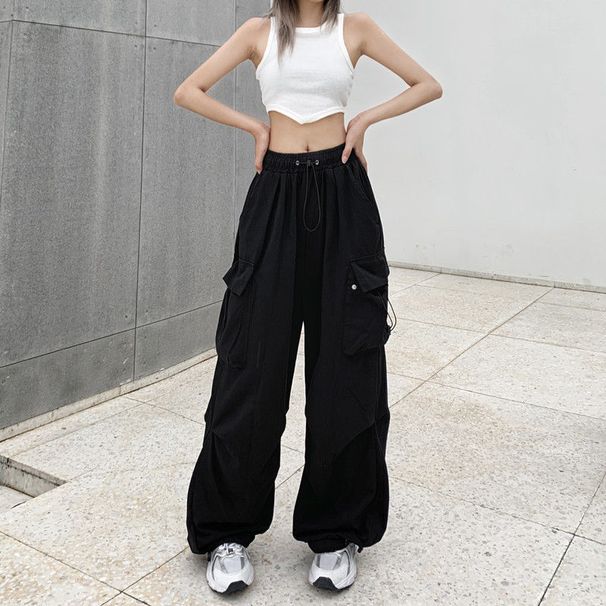 Men's Clothing Women's High Waisted, Slimming Cargo Pants, New Spring/summer Style, Versatile, Loose, Straight Leg, Floor Length Trousers._viptrois.com