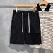 Men's Japanese Style Military Green Cargo Shorts Loose Fit High Street Trendy Versatile Casual Five Point Pants For Summer_viptrois.com