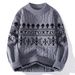 Pure Fair Isle 2025 Autumn And Winter Thickened Warm Knitted Men's Youth Christmas Jacquard Sweater_viptrois.com