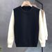Color Blocked Long Sleeved Knitted Sweater Men's Pullover Business_viptrois.com