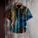Men's Vintage Print Short Sleeve Shirt, Relaxed Fit Cuban Collar Hawaiian Shirt For Summer, Breathable Polyester Casual Vacation Top_viptrois.com