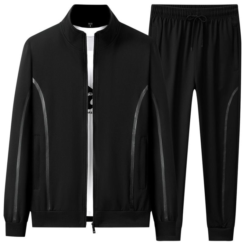 Men's Athletic Tracksuit Set – Breathable Polyester Zip-Up Hoodie & Joggers (L-7XL, Grey/Black/Red/White)_viptrois.com