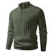 Men's Clothing Semi-Turtleneck Zip-Up Knit Sweater - Slim Fit Casual Pullover With Ribbed Hem For Winter & Fall (Beige, Gray, Black, Khaki)_viptrois.com