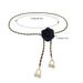 Fashion Black And White Camellia Waist For Women High-End Style Pearl Flower Chain Belt To Match Dress_viptrois.com