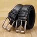 Men's Belts, Embossed Leather Open Edge Pin Buckle Belts, Genuine Cowhide Casual Trendy Men's Belts_viptrois.com