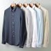 Men's Clothing Linen Shirt Long Sleeved Shirt Casual Lapel Solid Color Loose Breathable Linen Shirt_viptrois.com