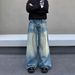 Men's Vintage Distressed Jeans – Relaxed Fit Straight-Leg Denim With Whisker & Crease Details (S-Xxxl, Mid-Rise, Cotton Blend, Streetwear)_viptrois.com