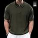 Men's Retro Knitted Polo Shirt - Slim Fit Short Sleeve Lapel Top For Summer_viptrois.com