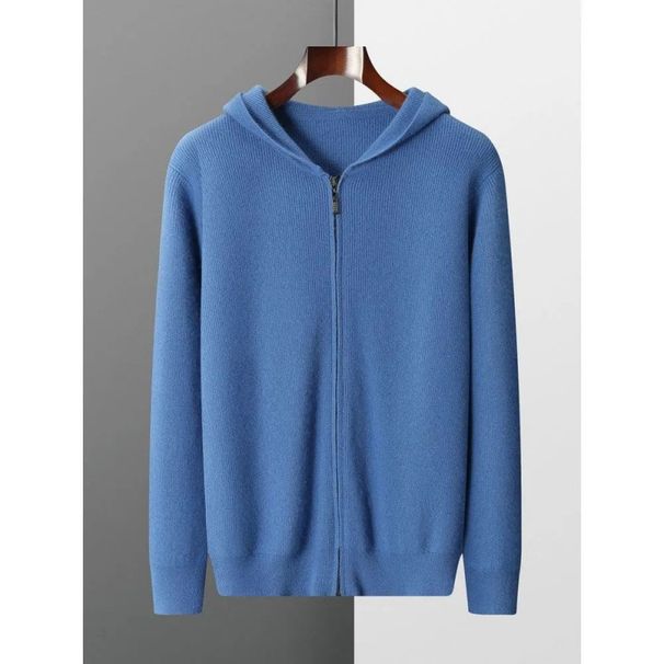 Men's Zip-Up Hooded Cardigan – Sporty Casual Knit Sweater With Front Pockets (Light Blue/Black/Grey/Dark Blue, Sizes S-3XL)_viptrois.com