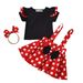 Foreign Trade New Style Girl Suit Lace Flying Sleeve Short Sleeved Top Polka Dot Suspender Skirt Butterfly Headband Three Piece Suit Trendy_viptrois.com