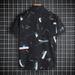 Men's Clothing Retro Summer Hawaiian Five Point Sleeve Shirt Suit Men And Women Trendy Loose Beach Two Piece Suit_viptrois.com